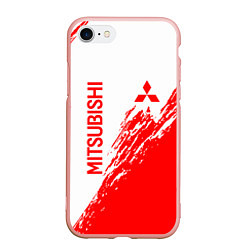 Чехол iPhone 7/8 матовый Mitsubishi - красная текстура, цвет: 3D-светло-розовый
