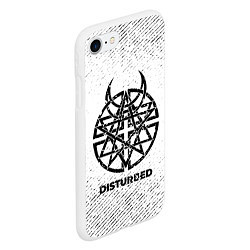 Чехол iPhone 7/8 матовый Disturbed с потертостями на светлом фоне, цвет: 3D-белый — фото 2