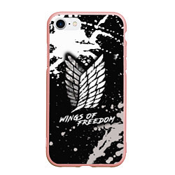 Чехол iPhone 7/8 матовый Attack on Titan wings of freedom, цвет: 3D-светло-розовый