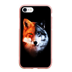 Чехол iPhone 7/8 матовый Волк и Лисица, цвет: 3D-светло-розовый
