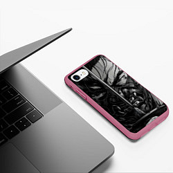 Чехол iPhone 7/8 матовый Дзин и его катана, цвет: 3D-малиновый — фото 2