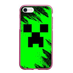 Чехол iPhone 7/8 матовый Minecraft squares, цвет: 3D-малиновый
