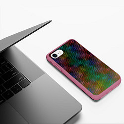 Чехол iPhone 7/8 матовый Неоновый сетчатый узор, цвет: 3D-малиновый — фото 2