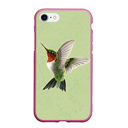 Чехол iPhone 7/8 матовый Одинокая колибри, цвет: 3D-малиновый
