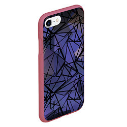 Чехол iPhone 7/8 матовый Blue with black stripes pattern, цвет: 3D-малиновый — фото 2