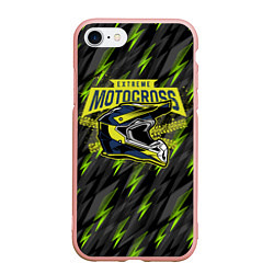 Чехол iPhone 7/8 матовый Шлем Motocross, цвет: 3D-светло-розовый