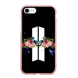 Чехол iPhone 7/8 матовый BTS Flowers In Space, цвет: 3D-светло-розовый