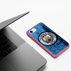 Чехол iPhone 7/8 матовый Манчестер Сити Лого, цвет: 3D-малиновый — фото 2