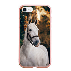 Чехол iPhone 7/8 матовый Белая лошадка, цвет: 3D-светло-розовый
