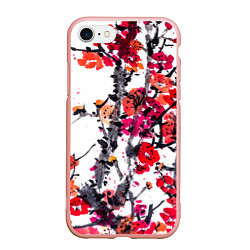 Чехол iPhone 7/8 матовый Живописная ветка сакуры, цвет: 3D-светло-розовый