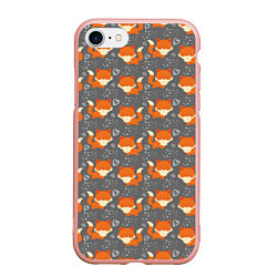 Чехол iPhone 7/8 матовый Веселые лисички, цвет: 3D-светло-розовый