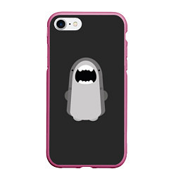 Чехол iPhone 7/8 матовый Акула Черный фон, цвет: 3D-малиновый