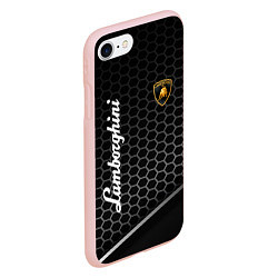 Чехол iPhone 7/8 матовый Lamborghini карбон, цвет: 3D-светло-розовый — фото 2