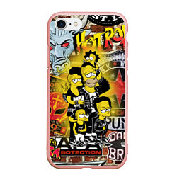 Чехол iPhone 7/8 матовый Simpsons & Punks not dead! Motto!, цвет: 3D-светло-розовый