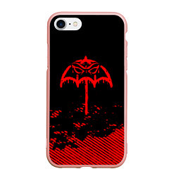 Чехол iPhone 7/8 матовый Bring Me the Horizon красный фонтик, цвет: 3D-светло-розовый