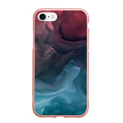 Чехол iPhone 7/8 матовый Розовый и синий дым во тьме