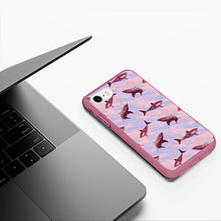 Чехол iPhone 7/8 матовый Акулы на фоне неба, цвет: 3D-малиновый — фото 2