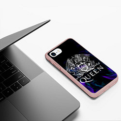 Чехол iPhone 7/8 матовый Queen пламя неон, цвет: 3D-светло-розовый — фото 2