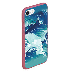 Чехол iPhone 7/8 матовый Несущиеся морские волны, цвет: 3D-малиновый — фото 2
