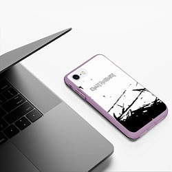 Чехол iPhone 7/8 матовый Iron Maiden черная текстура, цвет: 3D-сиреневый — фото 2