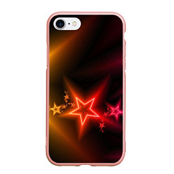 Чехол iPhone 7/8 матовый Звёзды с неоновым свечением, цвет: 3D-светло-розовый