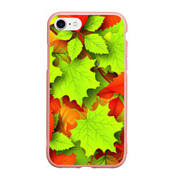 Чехол iPhone 7/8 матовый Зелёные осенние листья