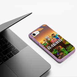 Чехол iPhone 7/8 матовый Алена Minecraft, цвет: 3D-сиреневый — фото 2