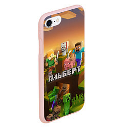 Чехол iPhone 7/8 матовый Альберт Minecraft, цвет: 3D-светло-розовый — фото 2