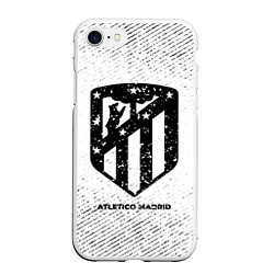 Чехол iPhone 7/8 матовый Atletico Madrid с потертостями на светлом фоне, цвет: 3D-белый