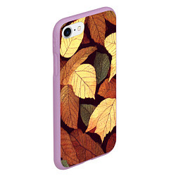 Чехол iPhone 7/8 матовый Листья осени узор, цвет: 3D-сиреневый — фото 2
