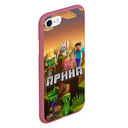 Чехол iPhone 7/8 матовый Арина Minecraft, цвет: 3D-малиновый — фото 2
