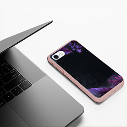Чехол iPhone 7/8 матовый Неоновые космические тропики, цвет: 3D-светло-розовый — фото 2