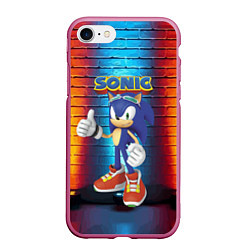 Чехол iPhone 7/8 матовый Sonic - Hedgehog - Video game - жест, цвет: 3D-малиновый