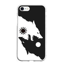 Чехол iPhone 7/8 матовый Волки инь и ян, цвет: 3D-белый
