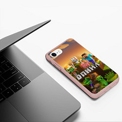 Чехол iPhone 7/8 матовый Данил Minecraft, цвет: 3D-светло-розовый — фото 2