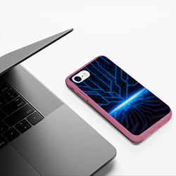 Чехол iPhone 7/8 матовый Цифровые молнии, цвет: 3D-малиновый — фото 2