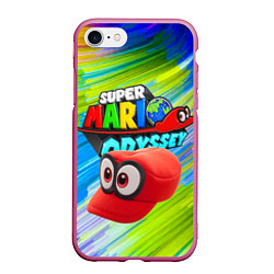 Чехол iPhone 7/8 матовый Super Mario Odyssey - Nintendo - Бейсболка, цвет: 3D-малиновый