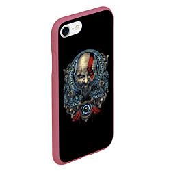 Чехол iPhone 7/8 матовый Кратос и клики хаоса GoW Ragnarok, цвет: 3D-малиновый — фото 2