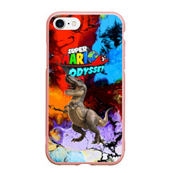 Чехол iPhone 7/8 матовый Super Mario Odyssey - Dinosaur - Nintendo, цвет: 3D-светло-розовый