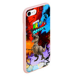 Чехол iPhone 7/8 матовый Super Mario Odyssey - Dinosaur - Nintendo, цвет: 3D-светло-розовый — фото 2