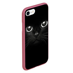 Чехол iPhone 7/8 матовый Взгляд чёрного кота, цвет: 3D-малиновый — фото 2