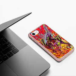 Чехол iPhone 7/8 матовый Евангелион красочный, цвет: 3D-светло-розовый — фото 2