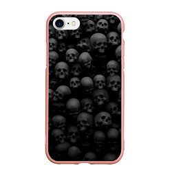 Чехол iPhone 7/8 матовый Композиция из черепов - Dark, цвет: 3D-светло-розовый