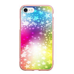 Чехол iPhone 7/8 матовый Звезды на радужном фоне, цвет: 3D-светло-розовый
