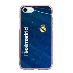 Чехол iPhone 7/8 матовый Real madrid голубая абстракция