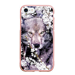 Чехол iPhone 7/8 матовый Волк, глаза хищника, цвет: 3D-светло-розовый
