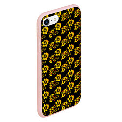 Чехол iPhone 7/8 матовый Хохломская роспись цветы на чёрном фоне, цвет: 3D-светло-розовый — фото 2