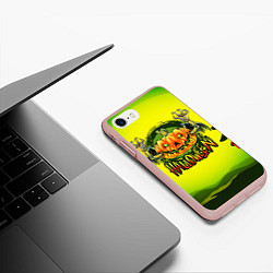 Чехол iPhone 7/8 матовый Тыква - зомби хэллоуин, цвет: 3D-светло-розовый — фото 2