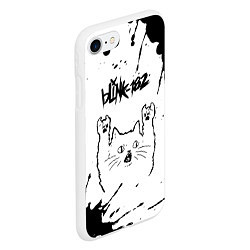 Чехол iPhone 7/8 матовый Blink 182 рок кот на светлом фоне, цвет: 3D-белый — фото 2