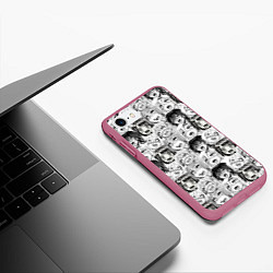 Чехол iPhone 7/8 матовый Разные девушки Ахегао, цвет: 3D-малиновый — фото 2